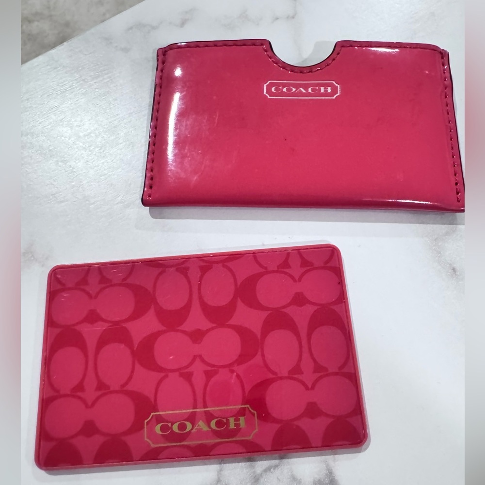 Coach Vibrant Pink Coral Mirror Holder Duo